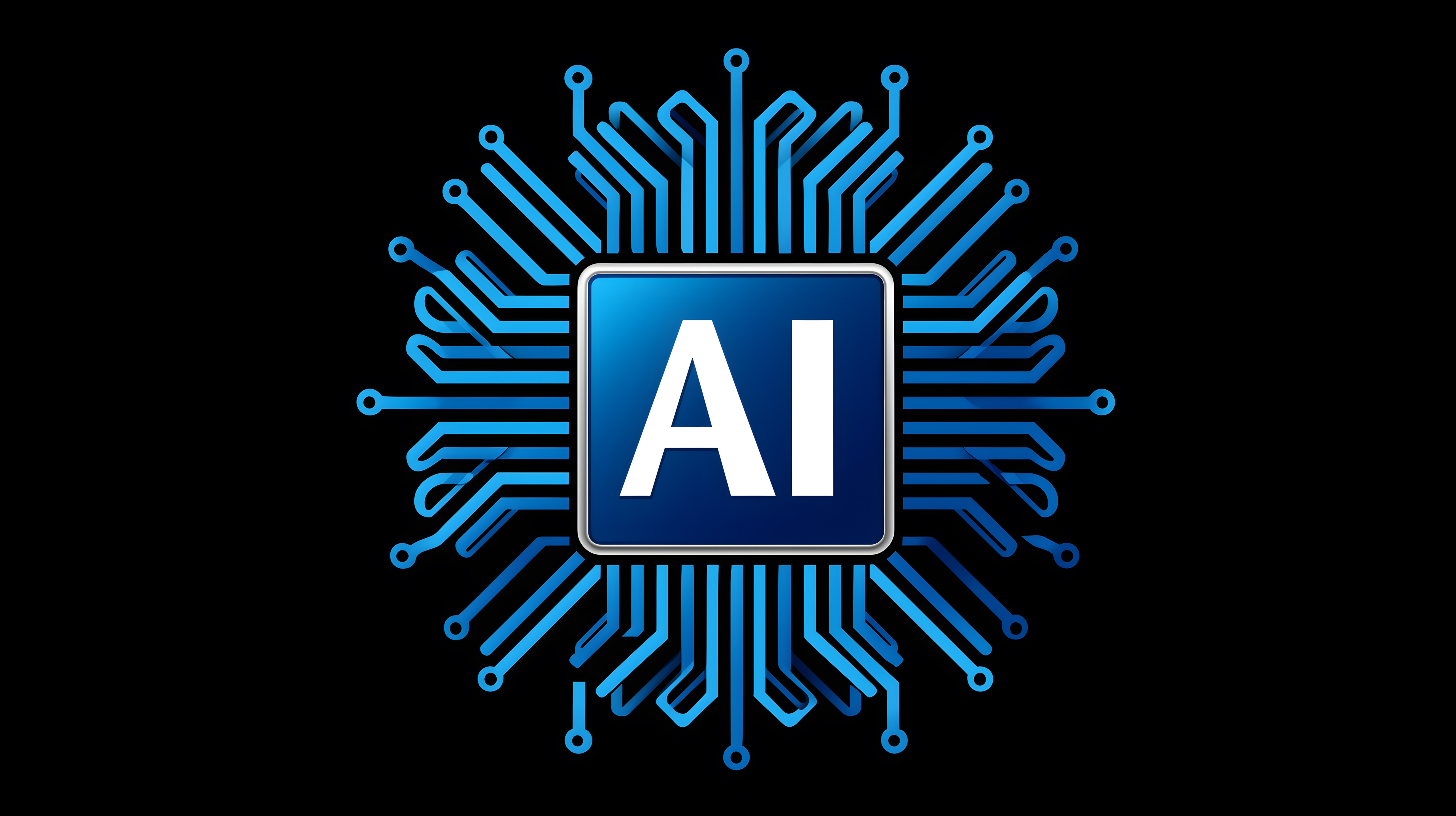 KI-Symbol mit Schaltkreisdesign in dunkler Farbgebung kostenlos herunterladen