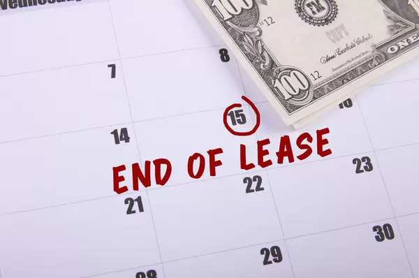 100 dollar banknote and End of Lease date marked on the calendar