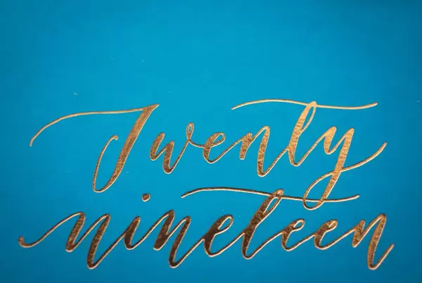 2019 letters on a Blue Background