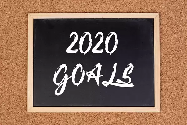 2020 goals on chalkboard