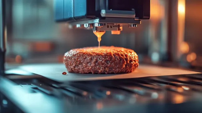 3D-gedruckter Burger-Patty in High-Tech-Küche