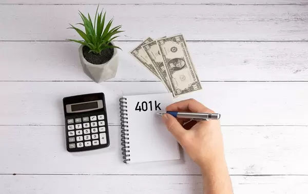 401k planning concept on white desk