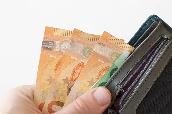 50 and 100 Euro notes in a wallet