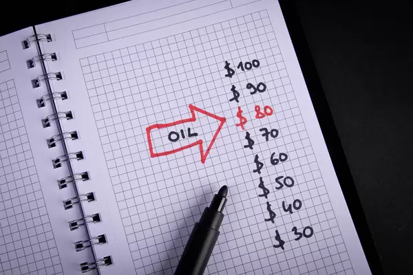 $80 oil price higleted in a notebook