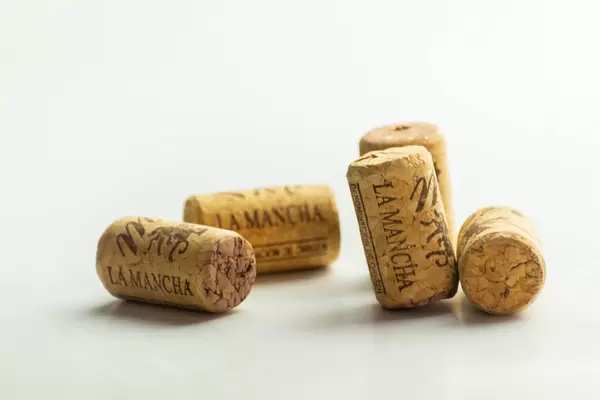 A few wine corks on the white background