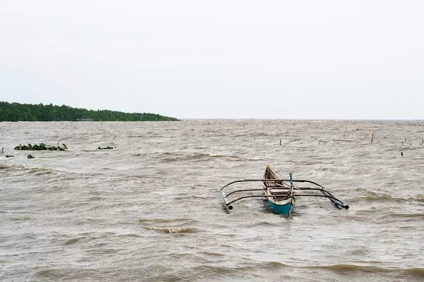 A fishing boat anchored due to bad weather in Balaring, Silay
