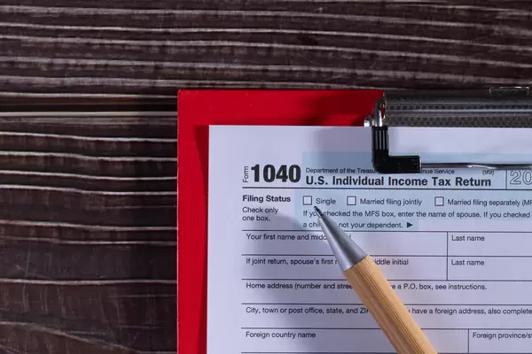 A printed IRS 1040 tax form