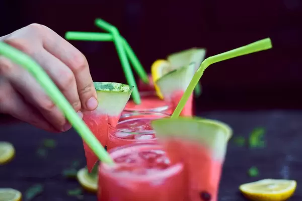 A refreshing summer drink with mint, lemon and watermelon