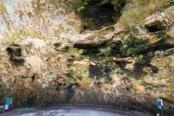 A row of chairs in the round cave at the Cuevas del Hams complex, Porto Cristo, Majorca