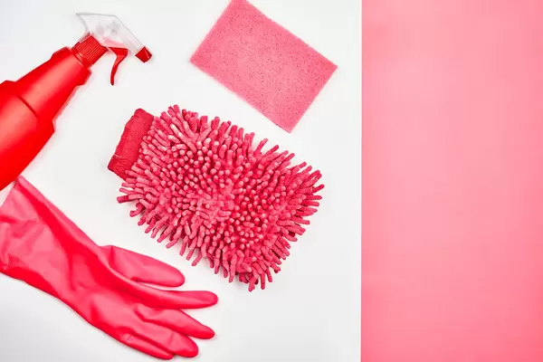 A set of cleaning products. Cleaning service concept. Early spring regular clean-up