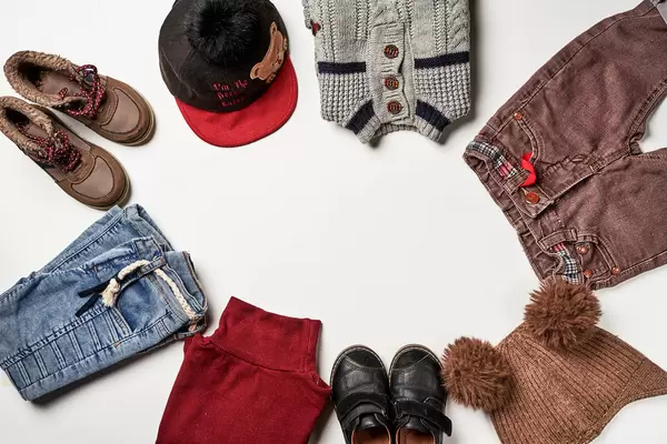 A set of kid clothes on white