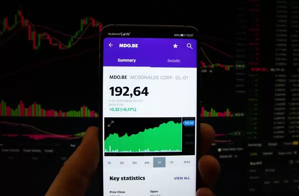 A smartphone displays the McDonalds Corporation market value