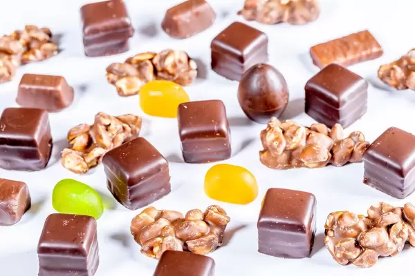 A variety of sweets with chocolate and gummy candy  Flip 2019