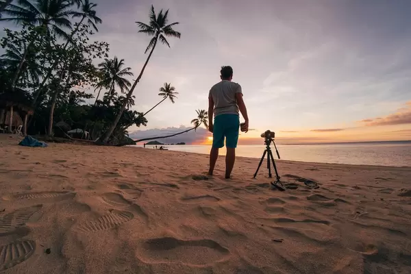 A videographer setting up for timelapse, Punta Bulata
