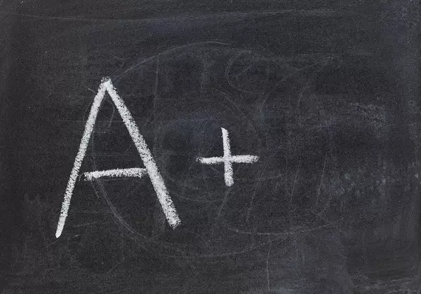 A+ with chalk on a blackboard