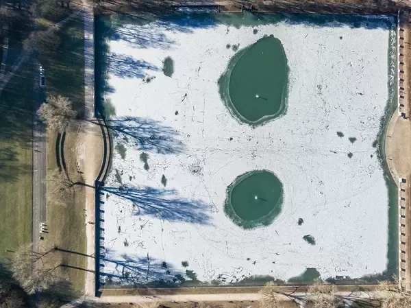 Aachener Weiher im Winter von oben