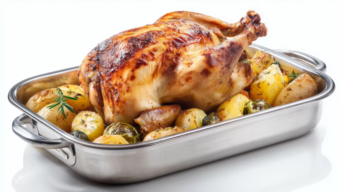 Ab in den Backofen Hühnchen mit Kartoffeln und Rosenkohl