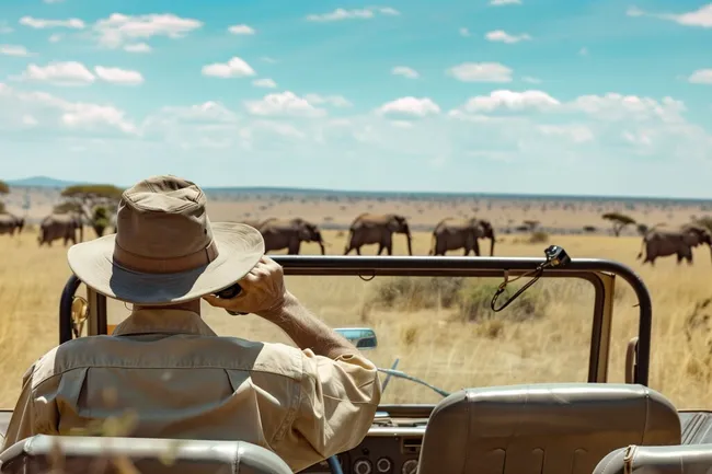 Abenteuerliche Elefantensafari in der afrikanischen Savanne