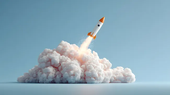 Abhebende Rakete mit eindrucksvoller Rauchfahne