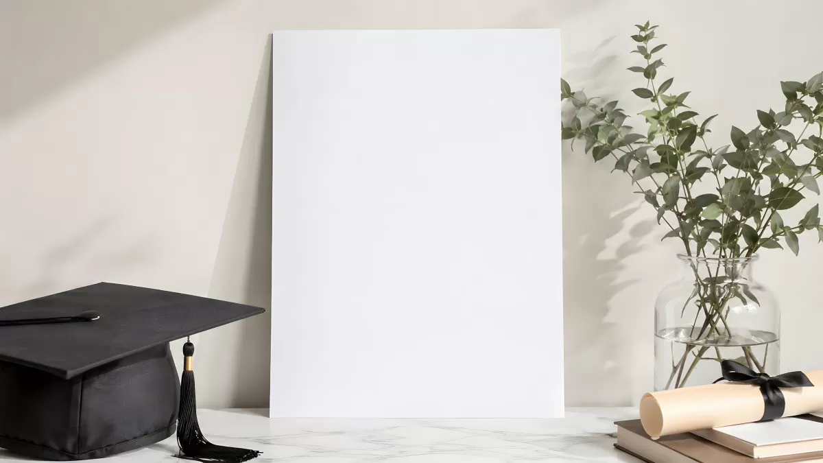 Abschluss-Mockup mit Urkunde und Doktorhut