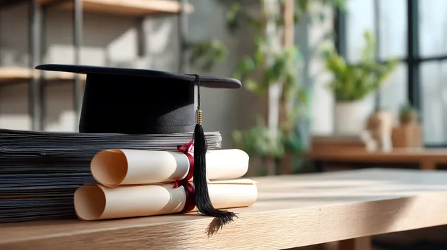 Abschlussfeier mit Urkunden und Doktorhüten