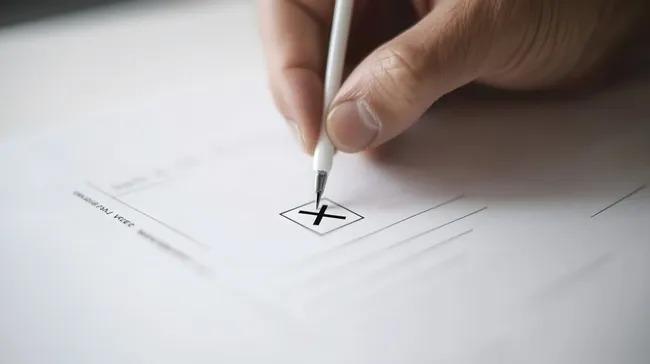 Abstimmung mit Kreuz auf Wahlzettel