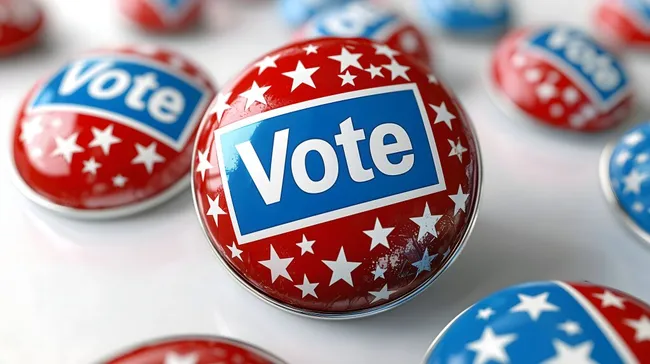 Abstimmungsknöpfe in US-Farben und Sternmotiv