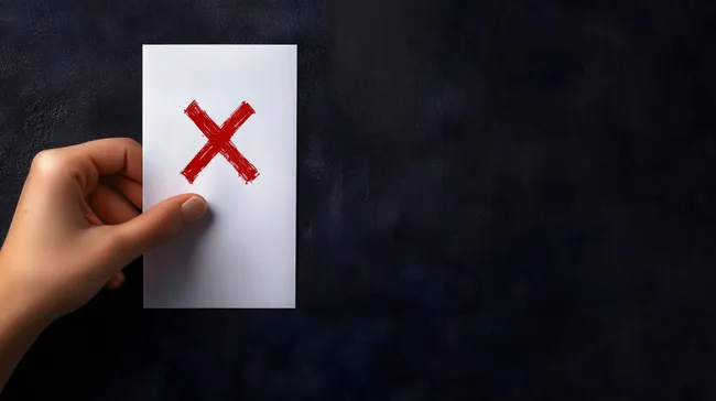 Abstimmungssymbol - Rotes X auf weißem Papier