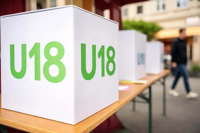 Abstimmungsurnen für Wahlen auf Holztisch