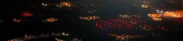 Abstract picture of airport lights from up above