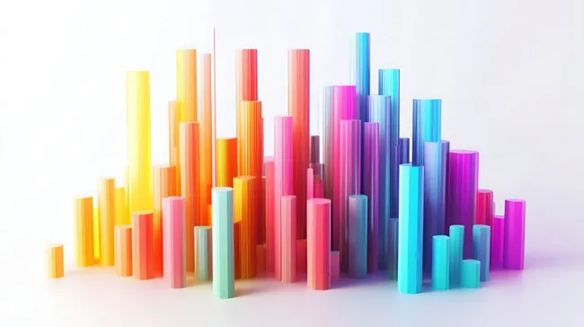 Abstrakte 3D-Balkendiagramm-Komposition in Regenbogenfarben