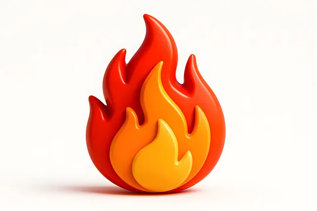 Abstrakte 3D-Flamme in Feuerrot und Orange