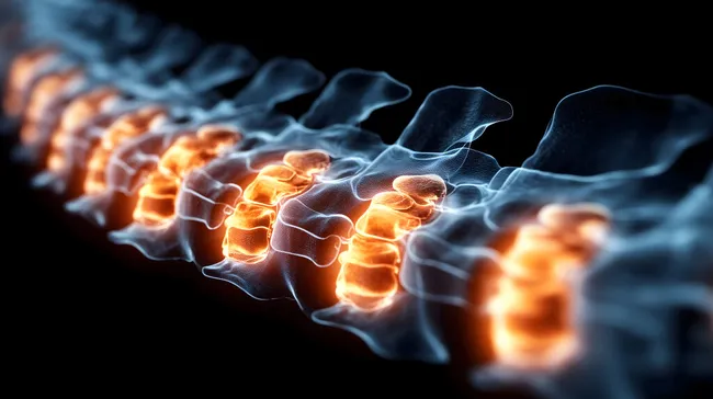 Abstrakte 3D-Wirbelsäule mit Bandscheibenvorfall