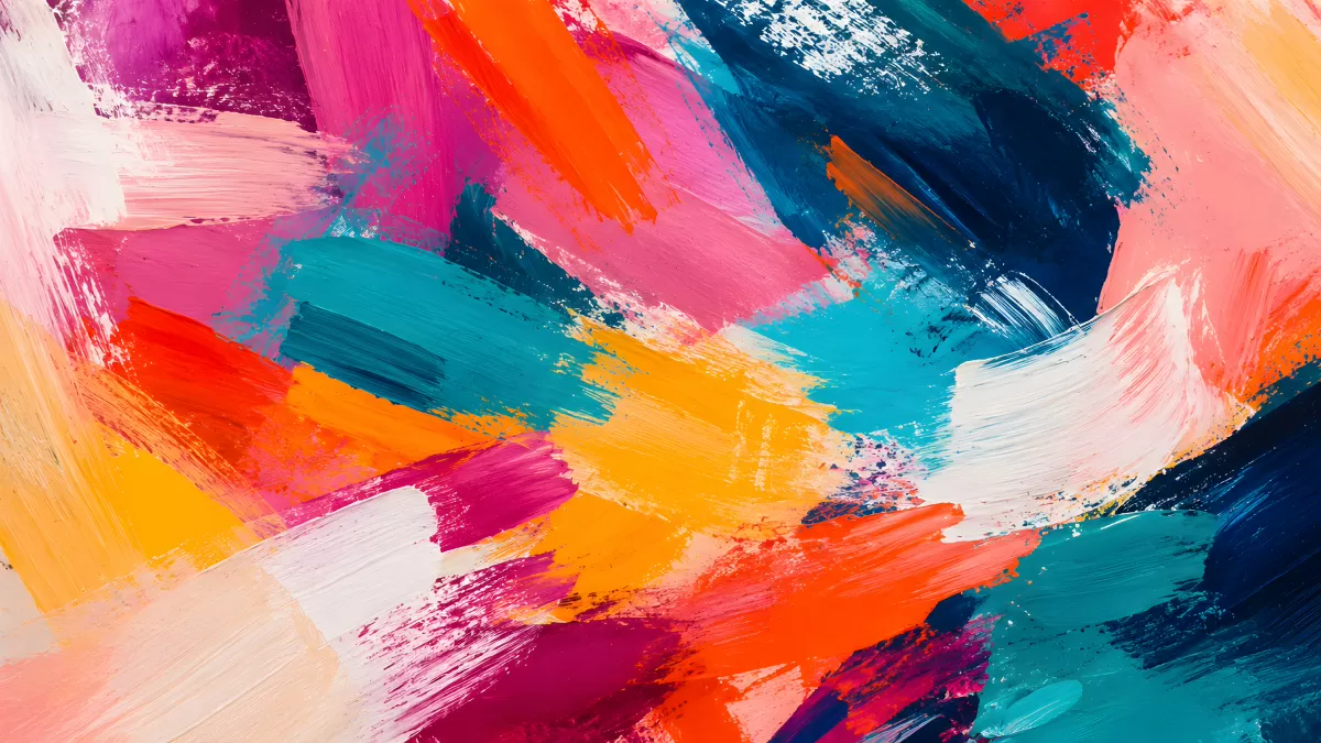 Abstrakte Acrylmalerei mit bunten Pinselstrichen