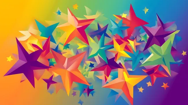 Abstrakte bunte Explosion von Sternen in Regenbogenfarben