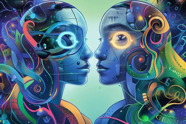 Abstrakte Darstellung einer Technologie-Symbiose