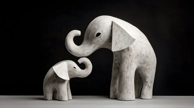 Abstrakte Elefantenskulptur in Schwarz-Weiß