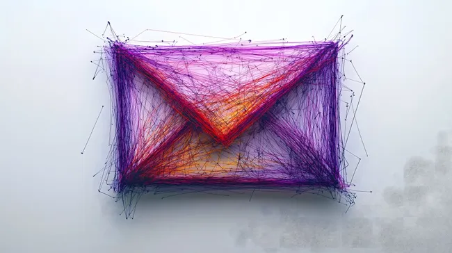 Abstrakte Fadenobjekt-Komposition in Lila und Orange
