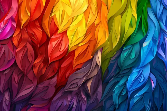 Abstrakte Farbblätter im Regenbogenspektrum