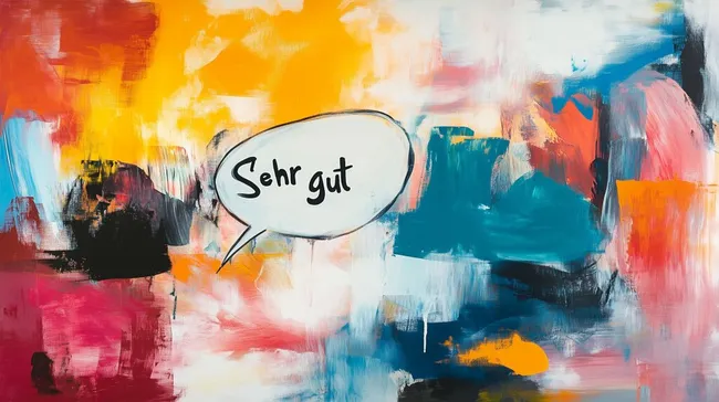 Abstrakte, farbenfrohe Malerei mit Sprechblase