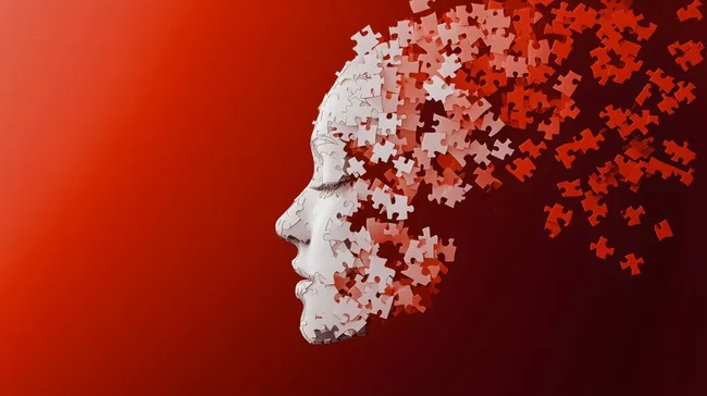 Abstrakte Gesichtsillustration aus Puzzleteilen