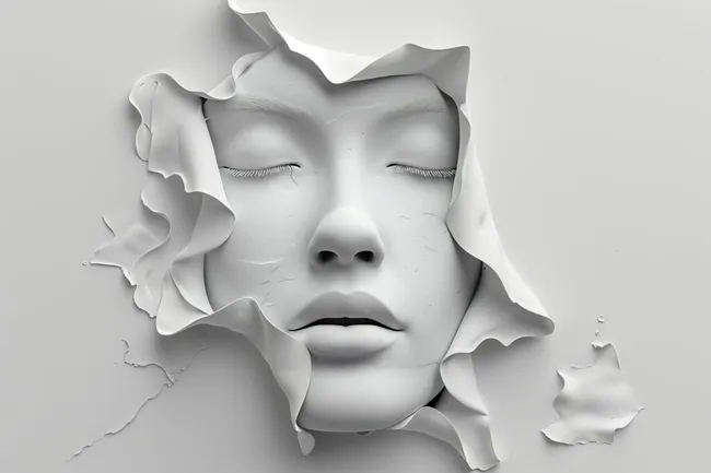 Abstrakte Gesichtskunst in Weiß
