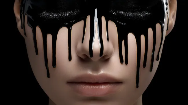 Abstrakte Gesichtskunst mit schwarzer Ölfarbe