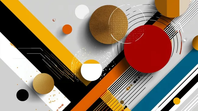 Abstrakte Grafik mit geometrischen Formen und Farbkontrasten