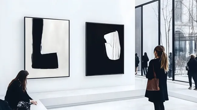 Abstrakte Kunstausstellung in modernem Museum