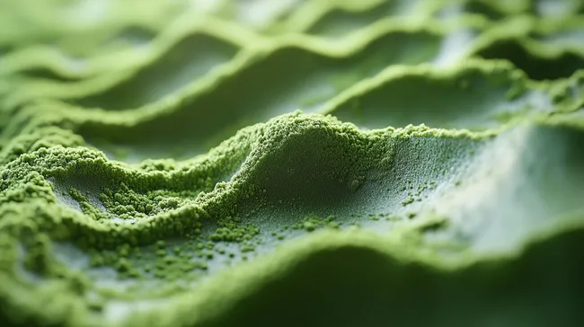 Abstrakte Landschaft aus frischem Matcha Pulver