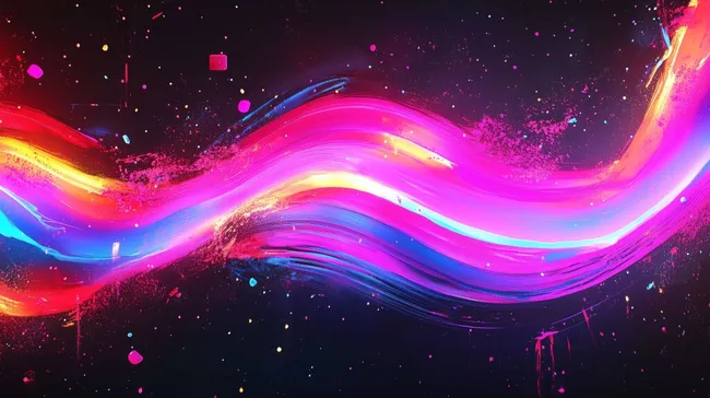 Abstrakte, leuchtende Farbwellen in moderner Kunst