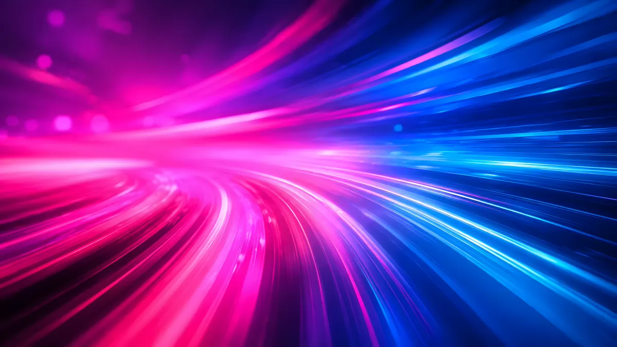 Abstrakte Lichtstreifen in Pink und Blau mit Bewegungsunschärfe