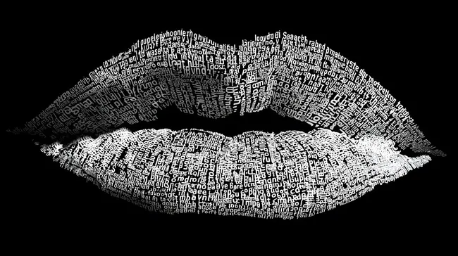Abstrakte Lippen aus Schrift-Typografie