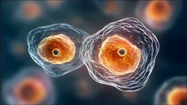 Abstrakte Mikroskopaufnahme von Zellkernen